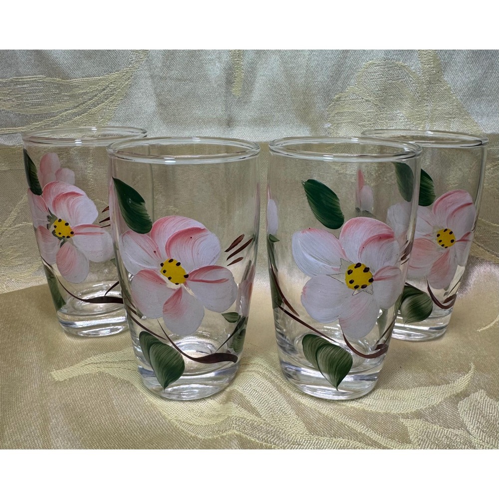 Set of 4 Franciscan Desert Rose 4" Juice Glasses Vintage Pink Floral Libbey EUC!